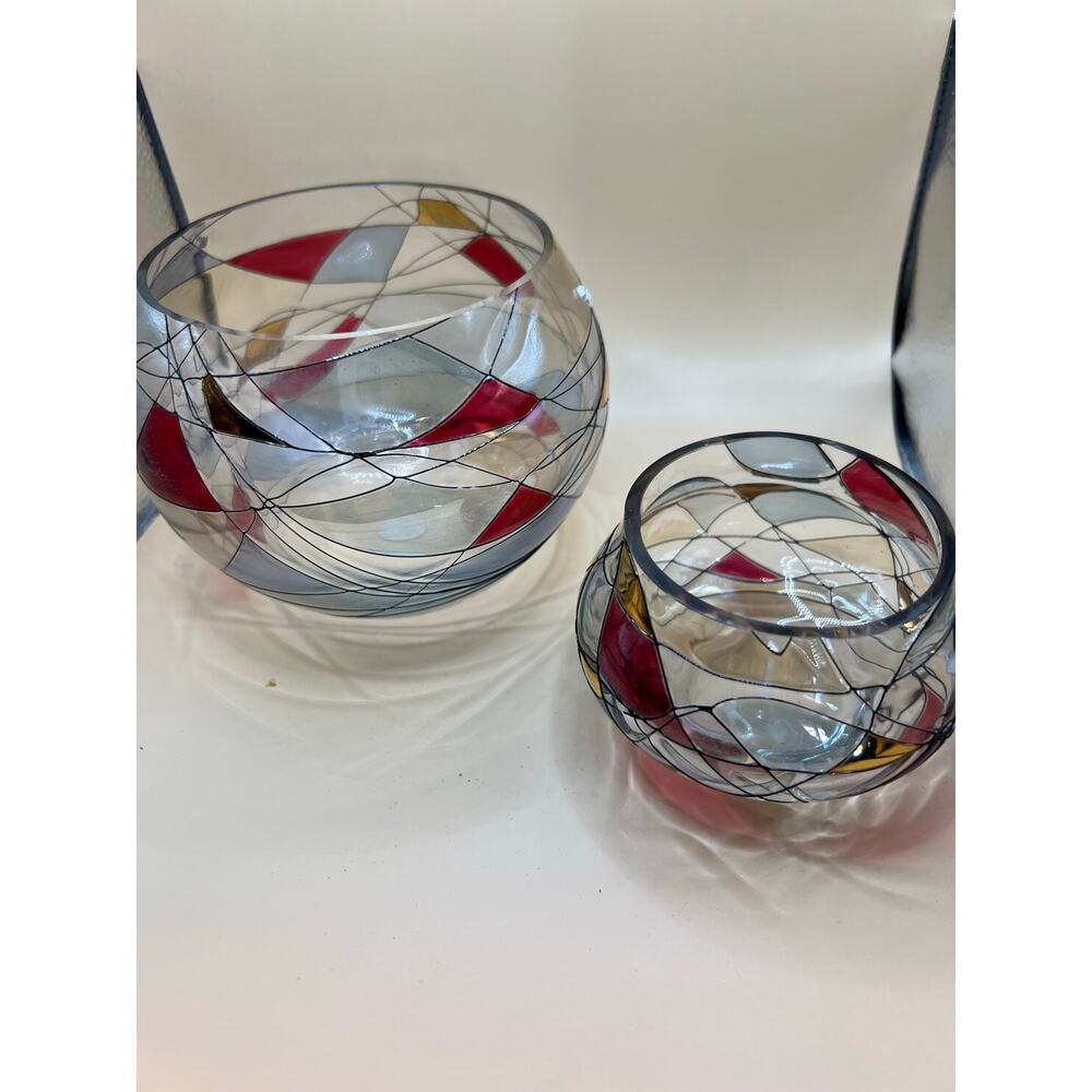 Decorative Romanian nesting glass candle holders made for Party Lite